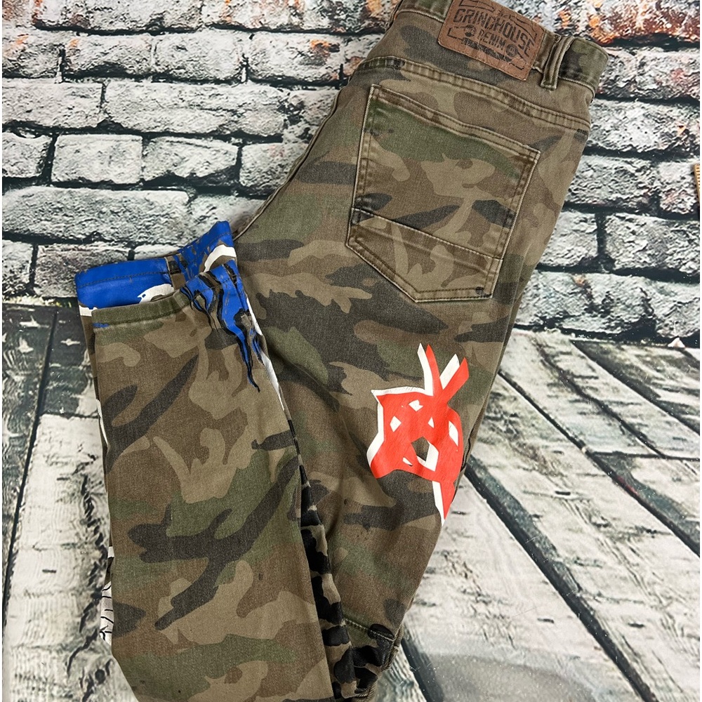 Grindhouse Camo Urban Distressed Graffiti 34x30‎ Jeans